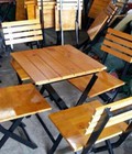 Hình ảnh: Bàn ghế khung sắt ốp gỗ giá sỉ