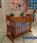 Hình ảnh: VINANOI VNN301M Nôi điện tự động gỗ thông màu cánh dán 4 trong 1