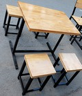 Hình ảnh: bàn ghế gỗ xếp chân sắt giá hạt dẻ chất lượng 