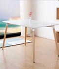 Hình ảnh: Bàn nhựa chữ nhật chân gỗ trụ Eames MKC-B4