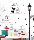 Hình ảnh: Decal dán tường combo mèo con và trụ điên PK270