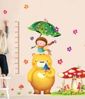 Hình ảnh: Decal dán tường thước đo gấu to TD08