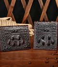 Hình ảnh: Ví nam da bò dập vân cá sấu