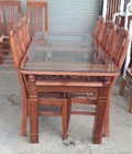 Hình ảnh: Bộ Bàn Ghế Ăn 2 Tầng Gỗ Trẹo 1m6 và 1m8