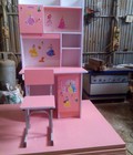 Hình ảnh: BỘ BÀN HỌC CÓ GIÁ SÁCH MÀU HỒNG