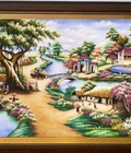 Hình ảnh: tranh đá quý hà nguyễn- tranh phong cảnh làng quê