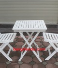 Hình ảnh: Bàn ghế Cafe gỗ sơn trắng.