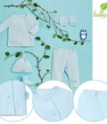 Hình ảnh: Sét bộ sơ sinh bộ, mũ, bao tay, bao chân Lullaby xanh