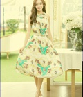 Hình ảnh: Đầm maxi họa tiết chiffon kèm thắt lưng ngọc trai