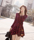 Hình ảnh: Đầm xòe caro đỏ đen phong cách bụi cá tính cho nàng thêm iu 147