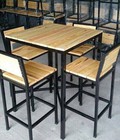 Hình ảnh: bàn ghế gỗ cafe chân sắt