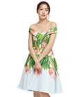 Hình ảnh: Đầm bẹt vai Amun in hoa tulip nhiều màu