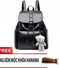 Hình ảnh: Ba lô da nữ thời trang BL019 tặng kèm gấu bông và móc khoá Hanama