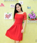 Hình ảnh: Đầm Thun Đỏ Tay Ren