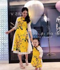 Hình ảnh: Sét bộ áo dài mẹ và bé gấm tết kèm chân váy xòe