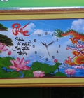 Hình ảnh: Tranh đính đá đồng hồ chữ phúc H1124