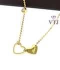 Hình ảnh: Dây Chuyền Titan Mặt 2 Tim Rỗng Khắc Chữ Love Đính Xoàn