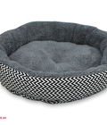 Hình ảnh: Nệm ngủ tròn xám có họa tiết mặt ngoài dành cho thú cưng