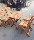 Hình ảnh: Bộ bàn ghế cafe gỗ xếp mini giá rẻ
