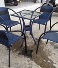 Hình ảnh: Bộ bàn ghế cafe mây tím than sang trọng 