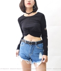 Hình ảnh: Croptop tay dài xoắn bụng