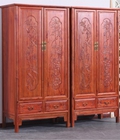 Hình ảnh: Tủ áo gỗ tự nhiên chạm hoa lá phong cách á đông. TAG 011
