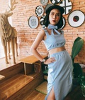 Hình ảnh: Set áo croptop chân váy xẻ tà