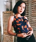 Hình ảnh: Croptop yếm họa tiết cam