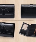 Hình ảnh: Ví da nữ 3 gấp màu đen V3G02 Đ trơn