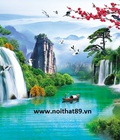 Hình ảnh: Tranh gạch men thác nước hoa đào