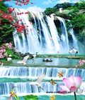 Hình ảnh: Tranh gạch men thác nước hoa sen 