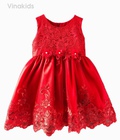 Hình ảnh: Váy bé gái ren đính kim sa màu đỏ