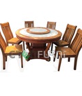 Hình ảnh: Bộ bàn ăn tròn gỗ tự nhiên cao cấp TD203