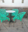 Hình ảnh: Bàn ghế cafe nhựa đúc hoa văn giá rẻ 