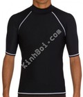 Hình ảnh: Áo Bơi Nam Tay Lỡ 703 Đen Chỉ Trắng