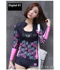 Hình ảnh: Áo Bơi Dài Tay Nữ Sbart D61 Đen Hồng Kéo Khoá
