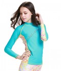 Hình ảnh: Áo Bơi Dài Tay Nữ Sbart 925 Xanh Lơ Hông Hoa