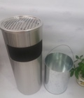 Hình ảnh: Thùng rác inox hình trụ tròn có gạt tàn