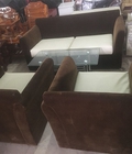 Hình ảnh: Thanh Lý Bộ Sofa Màu Nâu Bọc Vải Nhung Giá Rẻ