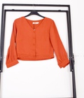 Hình ảnh: Áo croptop tay dài bo eo cam
