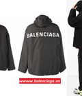 Hình ảnh: Áo khoác nam Balenciaga Black Large Logo Jacket hàng hiệu