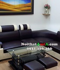 Hình ảnh: Bộ ghế sofa da góc giá rẻ màu đen SFD077
