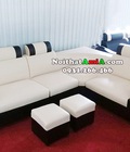 Hình ảnh: Sofa bộ góc giá rẻ màu trắng sọc đen SFD082