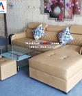 Hình ảnh: Bộ ghế sofa da góc chữ L màu nâu đen AmiA SFD130 thật sang t
