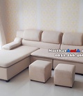Hình ảnh: Ghế sofa nỉ chữ L đẹp AmiA SFN126 thiết kế kẻ sọc hiện đại