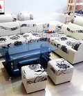 Hình ảnh: Ghế sofa góc giá rẻ AmiA SFD133 với chất liệu da pha nỉ hiện