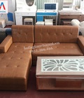 Hình ảnh: Sofa da góc đẹp chữ L kê phòng khách thiết kế đơn giản AmiA 