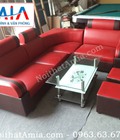 Hình ảnh: Sofa da giá rẻ hà nội: Bộ góc màu đỏ SFD070