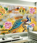 Hình ảnh: Gạch tranh 3d chim công- hoa mẫu đơn