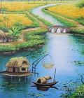 Hình ảnh: Tranh sơn dầu đồng quê làng quê Việt Nam TSD 433